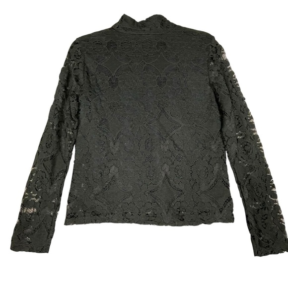 Maeve Anthropologie Black Lace Button Shoulder Romantic Feminine Charming Top MP - Picture 2 of 14